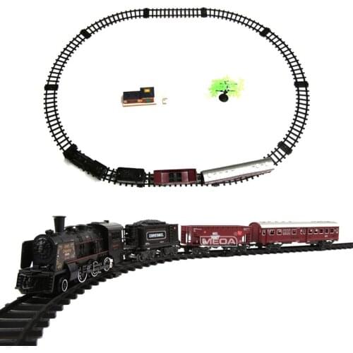 Christmas Electric Rail Car Series Add Water To Smoke Train Track Medium Size All Alloy Train Toys With Lights Extended Carriage