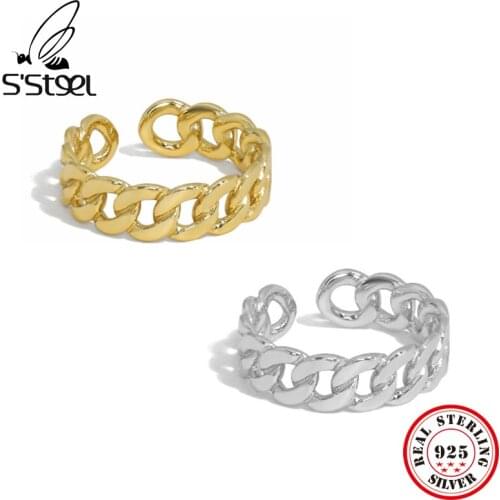 SSTEEL Designer Rings Sterling Silver 925 Vintage Minimalist Geometric Twisted Gold Adjustable Rings For Women Fine Jewellery