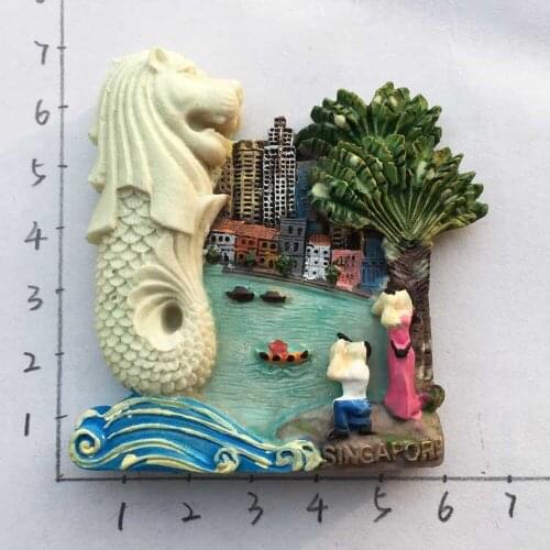 Singapore Merlion Park Sentosa Marina Bay Tourist Souvenir Fridge Magnet 3D Handmade Refrigerator Magnetic Sticker Home Decor