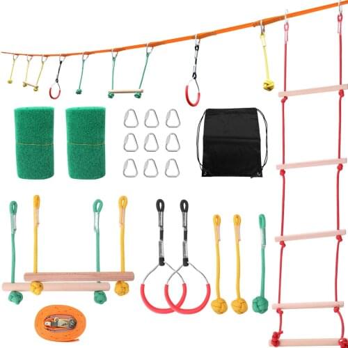 Outdoor Rings Gymnastic Ring Swing Kids Outdoor Sports Obstacle Walking Flat Belt Balance Training Climbing Rope Rope Ladder