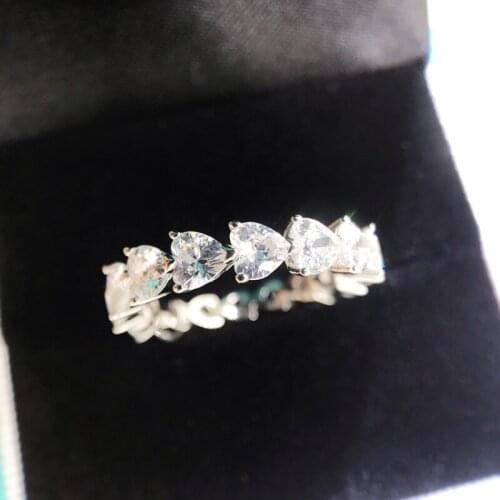 High Quality 925 Sterling Silver Heart Created Moissanite Gemstone Wedding Engagement Personality Ring for Women Fine Jewelry
