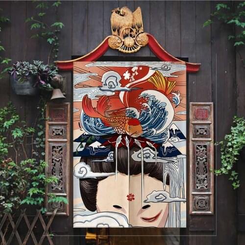 Japanese Style Doorway Curtain Geisha Ukiyoe Door Curtain Restaurant Partition Curtain Kitchen Decoration Curtain Noren