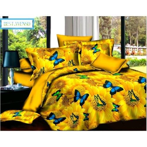 Yellow Duvet Cover Comforter Bedding Sets Bed Sheet Set Pillowcases Dekbedovertrek Butterfly Home Textiles Double Bedding Set
