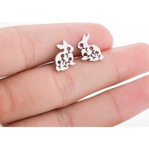 Cute Black Color Bunny Rabbit Earrings for Women Creative Cartoon Earings Lovely Animal Stud Earrings Gifts Kids Bijoux