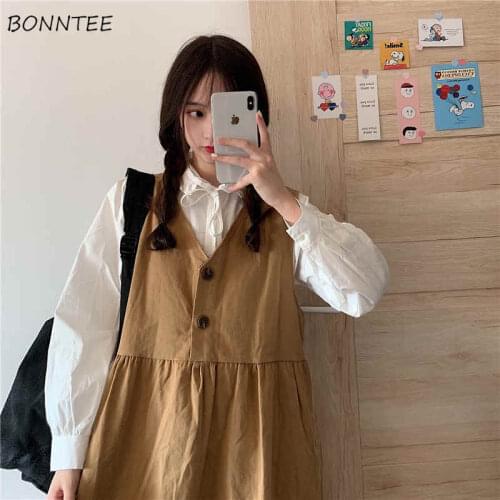 Sleeveless Dresses Women Soft Fashion Harajuku All-match Japanese High-quality Spring Ankle-Length College Sayas Largas De Mujer