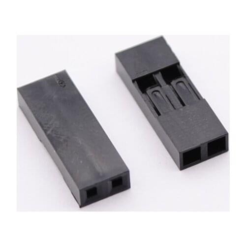 100Pcs 2P Dupont Jumper Wire Cable Housing Plug Female Pin Terminal Dupont Shell Kit Connector 2.54mm Pitch 2 Holes Spacing Head