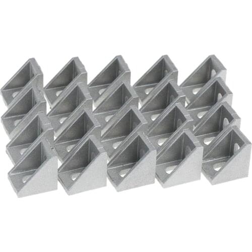 20Pcs 2020 Corner Fitting Angle Aluminum 20 X 20 L Connector Bracket Fastener Match Use 2020 Industrial Aluminum Profile