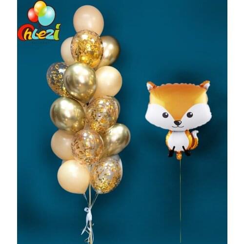 21pcs Animal Birthday Party decorations fox hedgehog raccoon squirrel helium globos goods for Adult Baby shower decorations