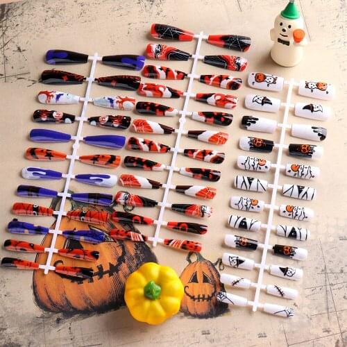 24pcs Halloween Fake Nails Matte /UV False Nail Detachable Tips Nail Extension Ballet Manicure Art Press On Fake Nails Beauty