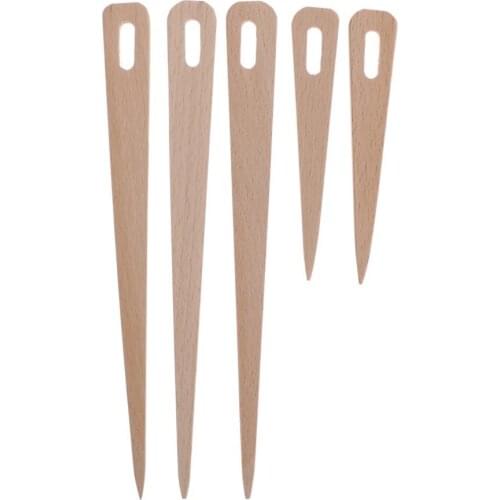 5pcs DIY Weaving Tool Wood Needles Woven Sweater Scarf Tapestry Bobbin Stick Solid Crochet Hook DIY Home Loom Tools