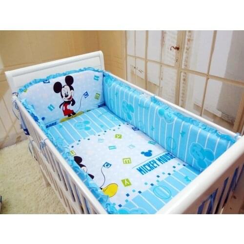 6PCS Cartoon Baby Girl Bedding Cotton protetor de berco Crib Bedding Set Cot Set (bumpers+sheet+pillow cover)