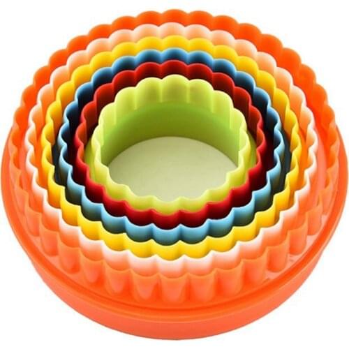 6PCS/Set Circle Cake Cutter Plastic Cookie Cutter Mold Baking Cutter Mold with Box DIY Fondant Decoraiting Baking Tool