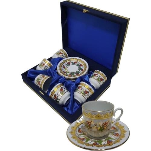 6x2 Gilded Porcelain Coffee Cup and Saucer Set , Coffee Mug, Mug, Coffee Cup Set, Cup, Cups and Saucers, Coffee ware, Table Ware