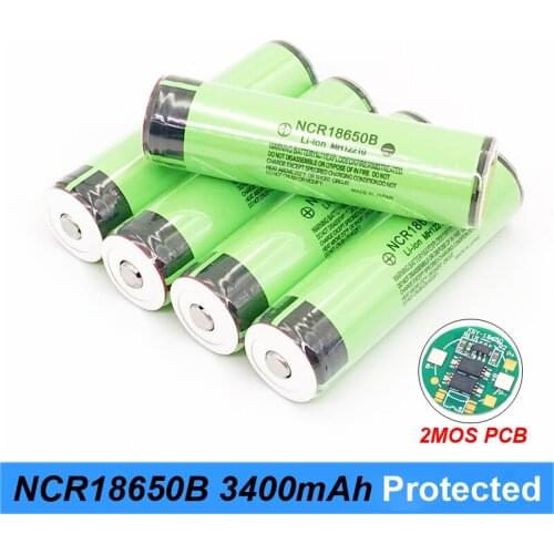 Turmera 18650 Battery NCR18650B 3.7V 3400mah Rechargeable Lithium Battery for Flashlight Headlamp Battery 2MOS Protection Board