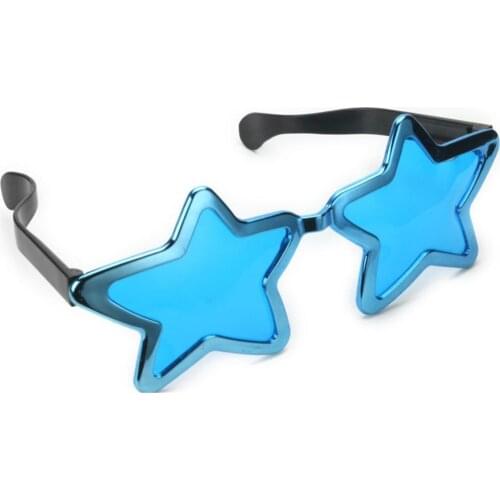 Shiny Metallic Large Blue Star Glasses Photo Prop Party Favor Birthday Event