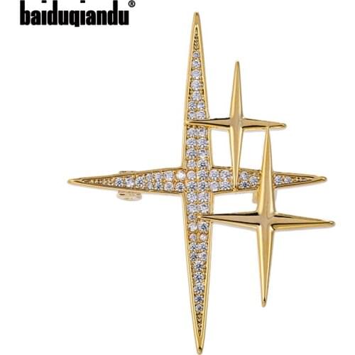 Baiduqiandu Women Men Cubic Zircon 3pcs-Airplane Brooches Pins Silver/Gold Plated 2-Colors Costumes Aircraft Brooch