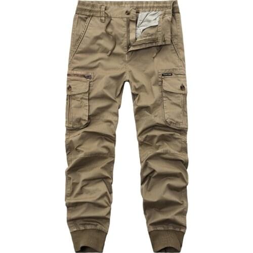 Men Cargo Pants Military Tactical Mens Pants Solid Clothing Elastic Waist Trousers for Men Multi-Pocket Ankle Banded Pants