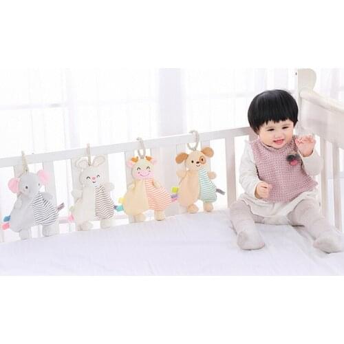 Baby Sleeping Doll Toy Animal Stuffed Hanging Rattle Toy Comfort Towel Baby Bed Crib Car Seat Travel Stroller Soft Plush Toys