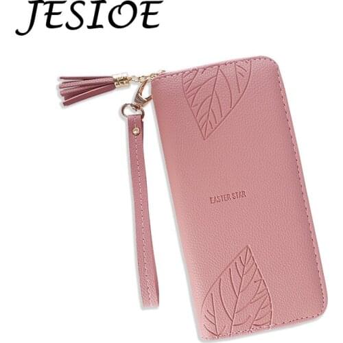 Long Wallets Casual Lether Leaves Purse Ladies Large Capacity Card Holders for Women Fashion Clutch Female Money Phone Wallets