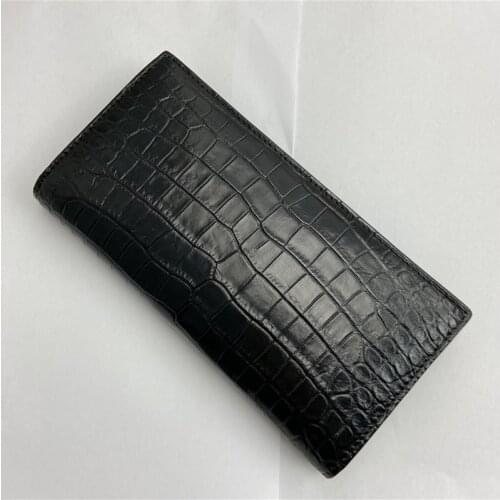 Business Style Authentic Exotic Crocodile Skin Mens Long Wallet Large Card Holders Genuine Alligator Leather Male Clutch Purse