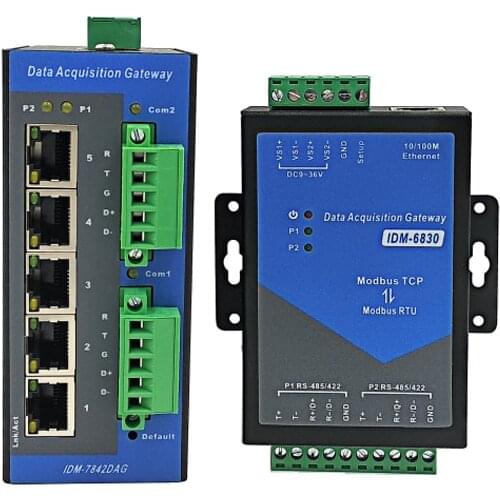 IDM-7842DAG Intelligent Acquisition Gateway 2 channel serial module Gateway RTU to Modbus TCP with Ethernet Port Dual Power
