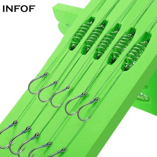 INFOF 10-pieces Snelled Baitholder Hooks 6#-13# Drop Shot Rig High Carbon Steel Fishing Hook Fishhook Carp Fishing Tackle