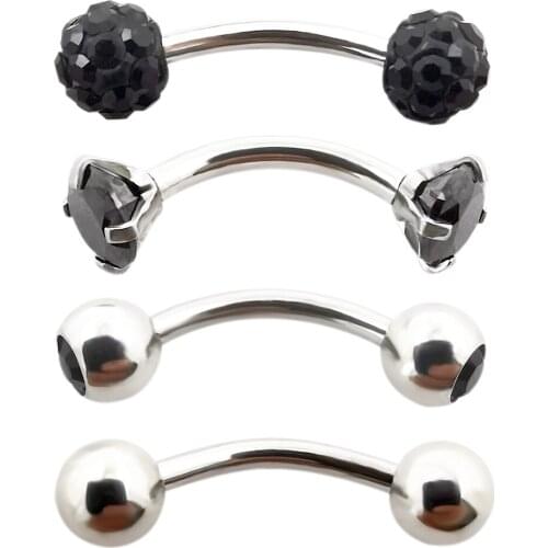 JHJT 1/4PCS Cool Eyebrow Ring Barbells Tragus Helix Earring 16G Stainless Steel Curved Banana Eye Rings Body Piercing Jewelry