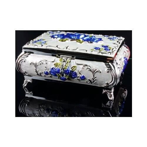 Collection Old Home Decoration Handwork Miao Silver Carving Flower Jewel Box Gift