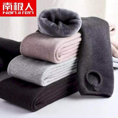 Autumn and winter plus velvet thick vertical striped leggings womens striped foot high waist warm rompers socks female plus siz