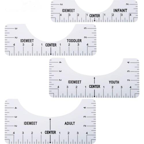 V-neck 8-in-1 T-shirt Alignment Ruler Tool PVC Round Neck Drawing Guide Ruler White Template Pattern DIY Sewing Measuring Tool