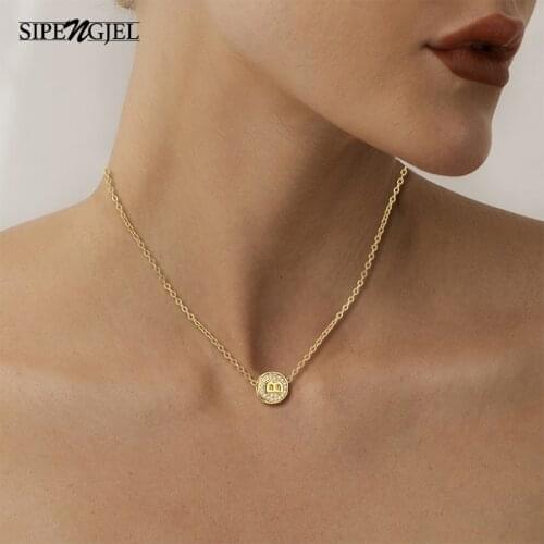 SIPENGJEL Fashion Beads Womans Necklace Letter A-z Intial Name Choker Chain Neckalce For Women Handmade Party Jewelry 2021