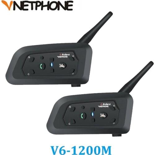 2pcs Vnetphone V6 Motorcycle Bluetooth Helmet Intercom Speaker 1200m 6 Riders Waterproof Interphone Headset Support MP3 GPS
