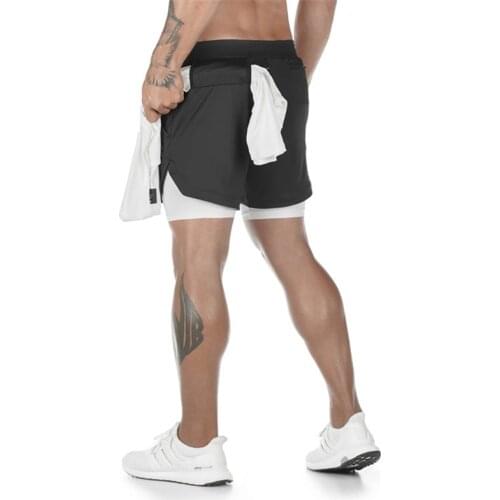 2021 Running Shorts Men 2 In 1 Double-deck Quick Dry GYM Sport Shorts Fitness Jogging Workout Shorts Men Sports Short Pants