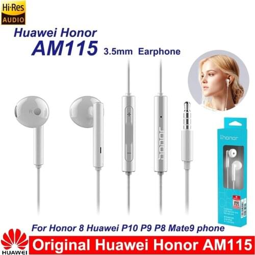 Original Huawei Honor AM115 Headset With 3.5mm in Ear Earbuds Earphone Speaker Wired Controlle for Huawei P10 P9 P8 Mate9 Honor8
