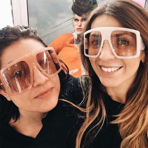 High Quality Oversized Shield Goggles Sunglasses Women Brand Luxury Square Sun Glasses Female Retro Shades Windshield Oculos