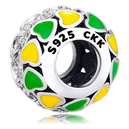 Fits for Pandora Charms Bracelets Forever Heart Beads with Mixed Enamel 100% 925 Sterling Silver Jewelry Free Shipping
