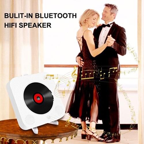 CD Player Wall-mounted Bluetooth Portable Home Audio Boombox with Remote Control FM Radio Built-in HiFi Speakers USB MP3