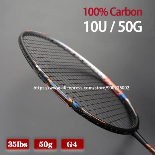 100% Full Carbon Fiber Strung Badminton Rackets 10U 50G Tension 22-35LBS 13kg Training Racquet Speed Sports With Bags For Adult