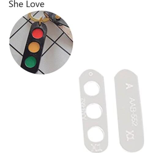 Chzimade Handmade Traffic Signal Dinosaur Keychain Acrylic Leather Craft Template Tools DIY Handmade Leathercrafts Supplies