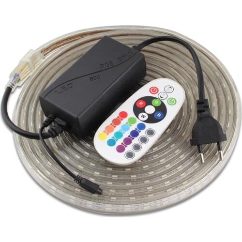 RGB Led Light Strip Tape SMD 5050 60Led/m Waterproof Dimmable Remote Control 220V LED Light Strip RGB Tape 220 V For Bed Room