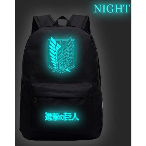 Hot Sale Attack on Titan Luminous Backpack Men Women Travel Bags Fashion New Pattern Knapsack Beautiful Students School Rucksack