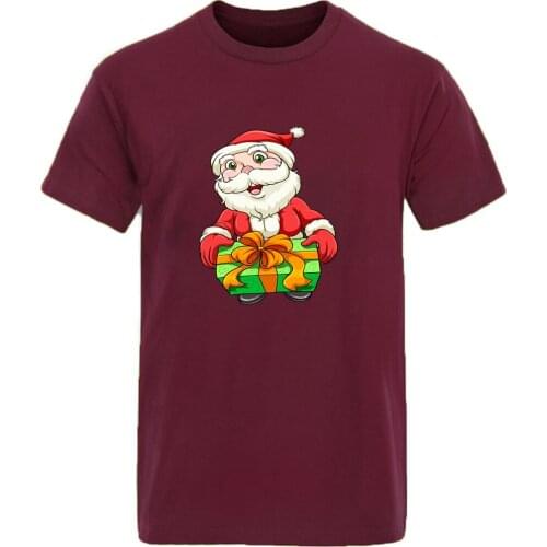 Santa Claus Gift Print Short Sleeve Mens T shirt Harajuku Fashion Clothing Tops Retro Casual 2020 New Arrival Camisetas Homme