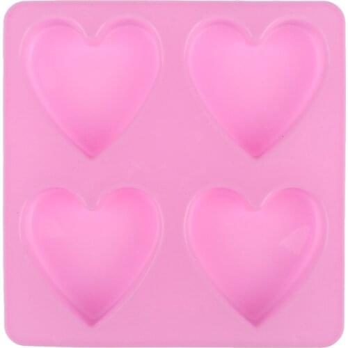 4 Cavity 15*15*2CM Handmade Silicone Soap Mold Heart 3d Craft Soap Making For Candle Resin Mould