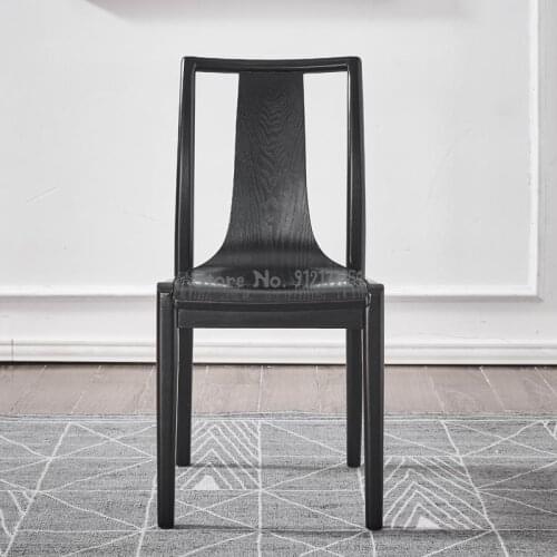 Modern Solid Wood Dining Chair Home Nordic Simple New Chinese Small Apartment Net Red Restaurant Black Light Luxury Backrest Cha