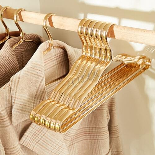 Clothes Hangers 10pcs Aluminium Alloy Coat Hangers Anti-slip Seamless Metal Drying Rack Wardrobe Organizer Clothing Storage Rack