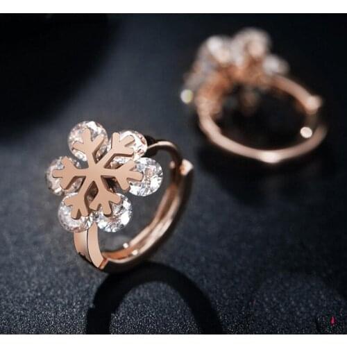 KOFSAC Sweet 925 Sterling Silver Hoop Earrings For Women Christmas Jewelry Shiny Zircon Snowflake Earring Cute Girl Accessories