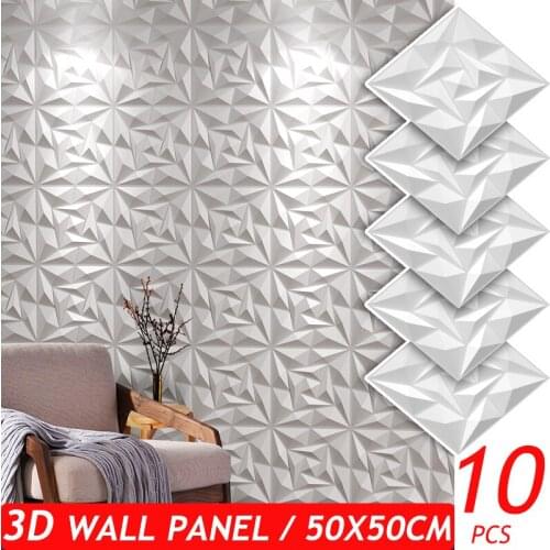 10PCS 50x50cm 3D Three-dimensional Wall Panel Stickers Home Decor Waterproof Bathroom Bedroom Kitchen Soundproof PVC