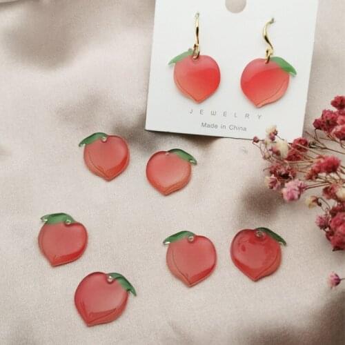 10pcs/pack Arcylic Plastic Peach Earring Metal Charms Barcelet DIY Fashion Handmade Jewelry Accessories 23x24mm