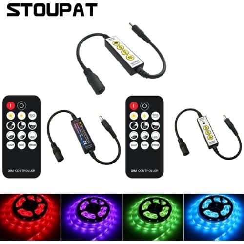 14 Keys RF IR Remote Controller Dimmer DC5V-24V for 3528 5050 Single Color LED Strip Light Adjust Brightness with DC Plug