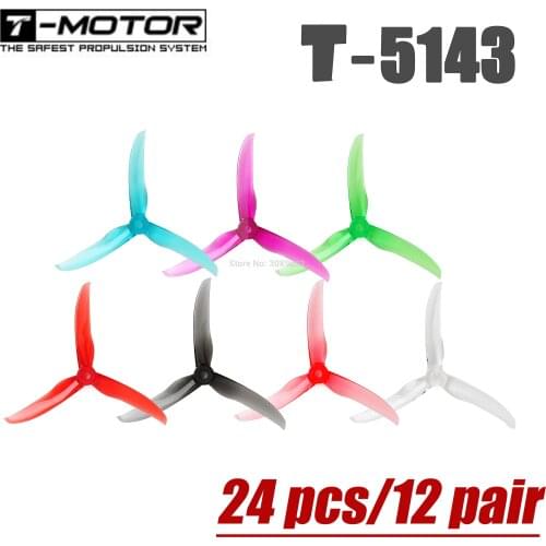 24 pcs/12 pair T-motor T5143 5143 5 inch Propeller 3 blade tri-blade Paddle Violent Lightweight 3.8g Crystal Propeller for FPV